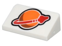 LEGO part Slope 30 1 x 2 x 2/3 with Orange and Red Classic Space Logo Pattern 85984pb374