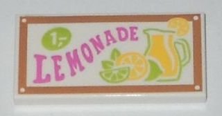 LEGO part Tile 2 x 4 with 'LEMONADE' Pattern (87079pb0156)