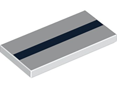 LEGO part Tile 2 x 4 with Dark Blue Stripe Pattern (87079pb0566)