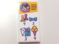 LEGO part Tile 2 x 4 with Party Hats, Bow, Envelope and Bouquet Pattern (Sticker) - Set 41310 87079pb0631