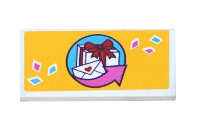 LEGO part Tile 2 x 4 with Gift Box, Envelope and Arrow Pattern (Sticker) - Set 41310 (87079pb0632)