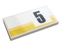 LEGO part Tile 2 x 4 with Yellow Stripes and Black Number 5 Pattern Model Right Side (Sticker) - Set 76897 87079pb0835R