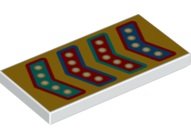 LEGO part Tile 2 x 4 with Red, Blue, and Dark Turquoise Arrows on Bright Light Orange Background Pattern 87079pb1143