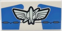 LEGO part Tile 2 x 4 with Light Aqua Star Command Logo, Blue Panels and Circuitry Pattern 87079pb1544