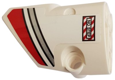 LEGO part Technic, Panel Fairing # 1 Small Smooth Short, Side A with Red and Silver Stripes and 'NO STEP' Pattern (Sticker) - Set 42057 (87080pb052)