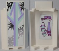 LEGO part Panel 3 x 3 x 6 Corner Wall without Bottom Indentations with Snowflakes on Outside and Scarf and Gloves on Inside Pattern (Stickers) - Set 41062 87421pb029