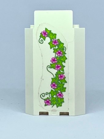 LEGO part Panel 3 x 3 x 6 Corner Wall without Bottom Indentations with Ivy Trunks with 9 Magenta Flowers Pattern 1 (Sticker) - Set 41055 (87421pb043L)