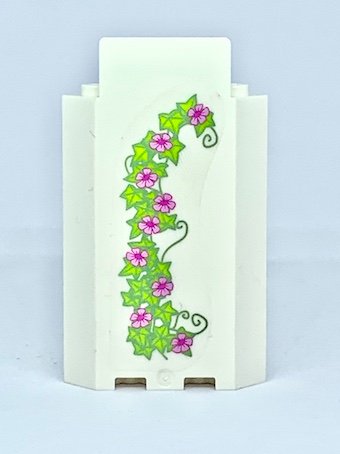 LEGO part Panel 3 x 3 x 6 Corner Wall without Bottom Indentations with Ivy Trunks with 9 Magenta Flowers Pattern 2 (Sticker) - Set 41055 (87421pb043R)