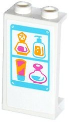 LEGO part Panel 1 x 2 x 3 with Side Supports - Hollow Studs with Perfume Bottles on Medium Azure Shelves Pattern (Sticker) - Set 41100 87544pb029