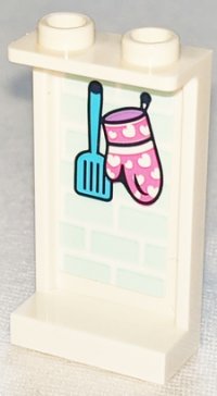 LEGO part Panel 1 x 2 x 3 with Side Supports - Hollow Studs with Medium Azure Spatula and Dark Pink Oven Mitt with Hearts Pattern (Sticker) - Set 41347 87544pb071
