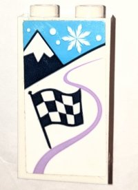 LEGO part Panel 1 x 2 x 3 with Side Supports - Hollow Studs with Mountain, Snowflake and Checkered Flag Pattern (Sticker) - Set 41319 87544pb079