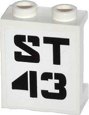 LEGO part Panel 1 x 2 x 2 with Side Supports - Hollow Studs with Black 'ST 43' Pattern (Sticker) - Set 70808 87552pb019