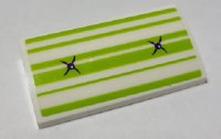 LEGO part Slope, Curved 2 x 4 x 2/3 with Bottom Tubes with Lime Striped Cushion and Buttons Pattern (Sticker) - Set 41369 88930pb141
