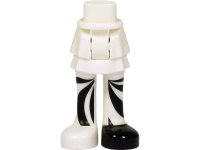 LEGO onderdeel Mini Doll Hips and Skirt Layered, Black Curved Stripes on Legs and Black Shoe Left Pattern - Thick Hinge 92250c00pb26