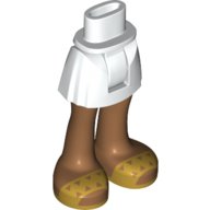 LEGO onderdeel Mini Doll Hips and Skirt, Medium Nougat Legs and Sandals with Gold Straps and Triangles Pattern - Thick Hinge 92252c00pb029