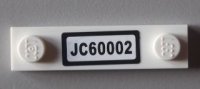 LEGO part Plate, Modified 1 x 4 with 2 Studs without Groove with 'JC60002' Pattern (Sticker) - Set 60002 92593pb010