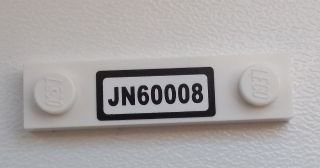 LEGO part Plate, Modified 1 x 4 with 2 Studs without Groove with 'JN60008' Pattern (Sticker) - Set 60008 (92593pb013)