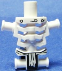 LEGO part Torso Skeleton, Angular Rib Cage with Black Holes and Cracks and White Loincloth Pattern 93060pb03