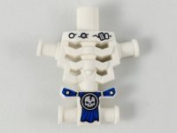 LEGO part Torso Skeleton, Angular Rib Cage with Repaired Holes and Cracks and Blue Loincloth Pattern 93060pb06