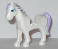 LEGO part Horse with 2 x 2 Cutout with Blue Eyes and Face Decoration, Lavender Mane and Tail Pattern 93083c01pb06