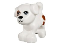 LEGO part Dog, Friends, Puppy, Standing with Bright Light Blue Eyes, Black Nose and Mouth, Reddish Brown Patch and Spots Pattern (Charlie / Jacky) 93088pb01