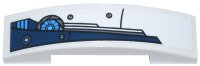 LEGO part Slope, Curved 4 x 1 x 2/3 Double with Dark Blue Stylized Wing Pattern Model Right Side (Sticker) - Set 70007 93273pb039R