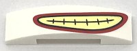 LEGO part Slope, Curved 4 x 1 x 2/3 Double with Red and Yellow Smile Pattern 93273pb080