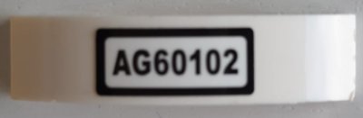 LEGO part Slope, Curved 4 x 1 x 2/3 Double with 'AG60102' Pattern (Sticker) - Set 60102 (93273pb153)