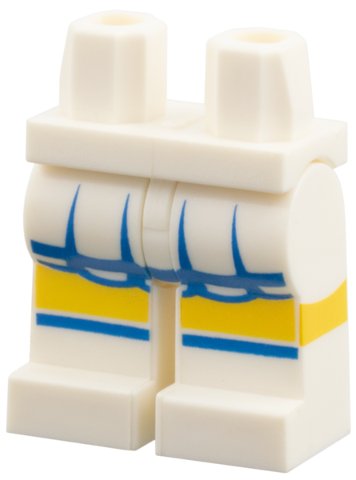 LEGO part Hips and Legs with Blue and White Short Skirt and White Shoes Pattern (970c00pb0058)