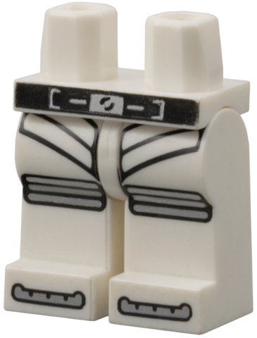 LEGO part Hips and Legs with Black and Silver Belt and Silver Panels Pattern (970c00pb0060)