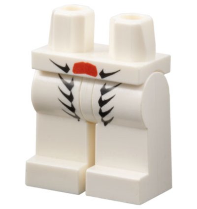 LEGO part Hips and Legs with Black Scales and Red Scale Pattern (970c00pb0132)