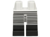 LEGO part Hips and Legs with Black Narrow Stripes and Black Boots on Front and Sides Pattern 970c00pb0441