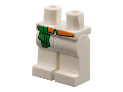 LEGO part Hips and Legs with Green Sash and Orange Belt Pattern (970c00pb0967)