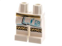 LEGO part Hips and Legs with Tan Sash and Knee Wrap, Robe Ends with Medium Azure Trim Pattern 970c00pb1314