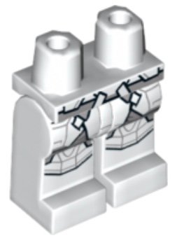 LEGO part Hips and Legs with SW Hoth Scout Trooper Straps, Boxes, and Knee Pads, Light Bluish Gray Lines Pattern (970c00pb1320)