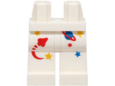 LEGO onderdeel Hips and Legs with Red, Blue and Yellow Spaceship, Stars and Planet Pattern (BAM) (970c00pb1850)
