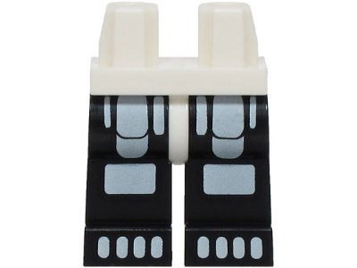 LEGO part Hips and Black Legs with White Minifigure Skeleton Thighs, Knees and Toes Pattern (BAM) (970c11pb56)