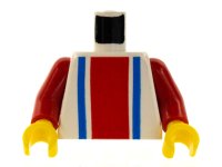 LEGO part Torso Vertical Striped Red/Blue Pattern / Red Arms / Yellow Hands 973p01c02