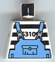 LEGO part Torso Jail Stripes with Medium Blue Overalls Pattern (973pb0055)
