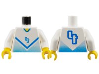 LEGO part Torso Soccer Blue Chevron, Number 4, and Yellow Neck Pattern / White Arms / Yellow Hands 973pb0170c01