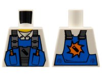 LEGO part Torso Power Miners Blue Vest over Shirt with Collar Pattern 973pb0535