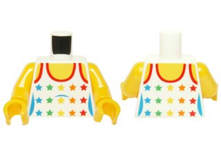 LEGO part Torso City Female White Top with Rainbow Stars Pattern / Yellow Arms / Yellow Hands (973pb0567c01)