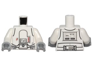 LEGO part Torso SW Armor Snowtrooper with Printed Back Pattern / White Arms / Light Bluish Gray Hands (973pb1317c01)
