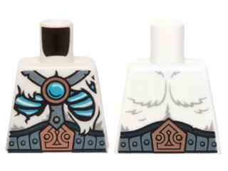 LEGO part Torso Fur with Sand Blue Belt and Straps, Copper Buckle, Glowing Bones and Dark Azure Round Jewel (Chi) Pattern (973pb1915)