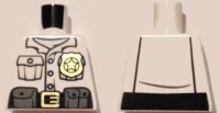 LEGO part Torso Police Shirt with White Undershirt, Gold Badge and Buckle, Black Belt with Pouches on Front, Lines on Back Pattern 973pb2011