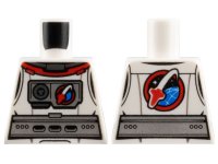 LEGO part Torso Spacesuit Silver Belt and Chest Piece with Space Shuttle Logo, Front and Back Pattern 973pb2018