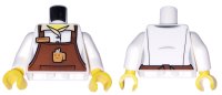 LEGO part Torso Reddish Brown Apron Female Outline with Cup and Name Tag Pattern / White Arms / Yellow Hands 973pb2033c01