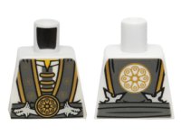LEGO onderdeel Torso Ninjago Robe with Gray and Gold Trim, Silver Dragons and Gold Flower Symbols Pattern 973pb2095