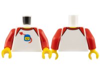 LEGO part Torso Shirt with Red Collar and Shoulders, Spaceship Orbiting Classic Space Helmet Pattern / Red Arms / Yellow Hands 973pb2340c01