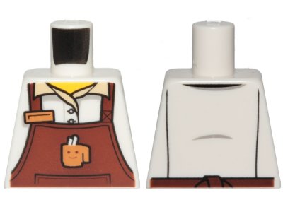 LEGO part Torso Reddish Brown Apron with Cup and Name Tag Pattern (973pb3256)